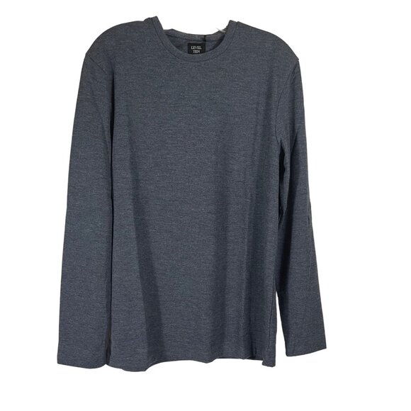 Level Ten Mens Long Sleeve Knit Shirt Navy Grayish Blue Size Small - Picture 1 of 8